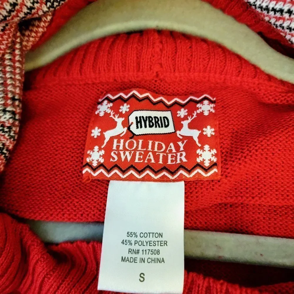 Hybrid Apparel Mens Red Holiday Ugly Christmas Turtleneck Pullover Sweater Small